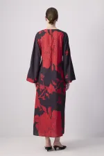 ÇİÇEK DESENLİ ÖNÜ BAĞLAMALI ELBİSE