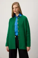 LONG CARDIGAN À BOUTONS DORÉS