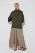 Balloon Sleeve Hooded Sweatshirt