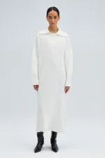 Polo collar knitted dress