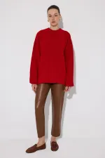 PENSLİ YÜKSEK BEL VEGAN DERİ PANTOLON