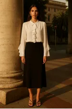 FIRFIR DETAYLI ŞİFON BLUZ