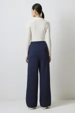 BELİ LASTİKLİ ŞARDONLU ÖRME PANTOLON