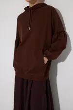 Balloon Sleeve Hooded Sweatshirt