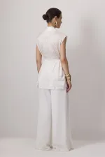 PATTERNED SATIN DOUBLE-BREASTED VEST