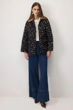 ÇİÇEK DESENLİ GABARDİN CEKET