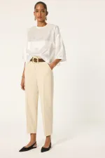 Pantalon en crêpe avec taille élastique