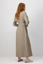 KUŞAKLI POPLİN GÖMLEK ELBİSE