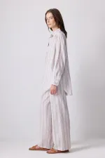 LINEN TEXTURED STRIPED SHIRT AND TROUSER SET