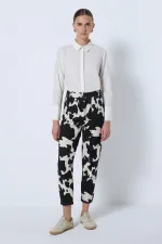 PATTERNED GABARDINE TROUSERS