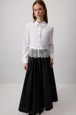 LACE DETAIL CROP SHIRT