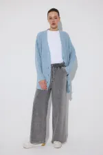 WIDE-LEG DENIM PANTS WITH ELASTIC WAISTBAND WIDE-LEG DENIM PANTS WITH ELASTIC WAISTBAND