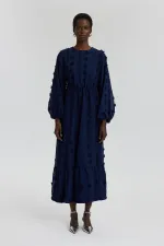 CHIFFON DRESS WITH GATHERED WAIST