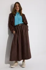 SUEDE SKIRT WITH ELASTIC WAISTBAND SUEDE SKIRT WITH ELASTIC WAISTBAND