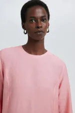 ROBE EN LIN TEXTURÉ AVEC OURLET FRONCÉ