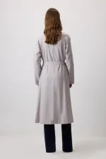 DOUBLE-BREASTED LINEN TRENCH COAT WITH GOLD BUTTONS DOUBLE-BREASTED LINEN TRENCH COAT WITH GOLD BUTTONS