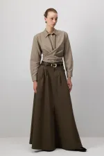 CHEMISE COURTE EN POPLIN AVEC CEINTURE