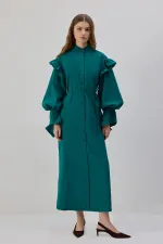 RUFFLED CUPRA DRESS