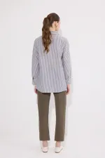 NAKIŞ DETAYLI ÇİZGİLİ GÖMLEK