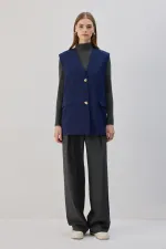 DÜĞME DETAYLI KREP YELEK