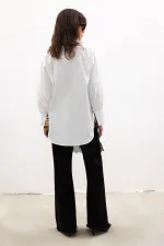 Tunique à col chemise et passepoil 100 % coton