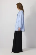 POPLIN SHIRT WITH GATHERING DETAIL