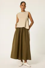 LONG SKIRT WITH ELASTIC WAISTBAND AND POCKETS