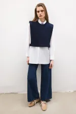 ÖRME SÜVETERLİ POPLİN GÖMLEK