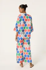 ENSEMBLE EN LIN IMPRIMÉ TEXTURÉ