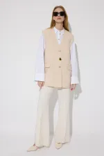 DÜĞME DETAYLI KREP YELEK