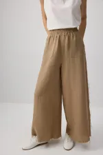 WIDE-LEG MUSLIN PANTS WITH POCKETS WIDE-LEG MUSLIN PANTS WITH POCKETS