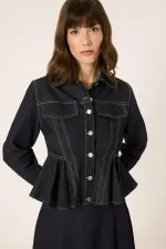 ENSEMBLE VESTE ET JUPE EN JEAN À PÉPLUME