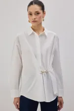 POPLIN SHIRT WITH METAL ACCESSORIES