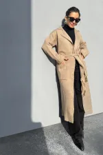 CARDIGAN LONG EN MAILLE AVEC CEINTURE À LA TAILLE