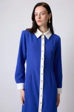 GOLD DÜĞMELİ KREP ELBİSE