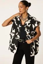 GILET EN GABARDINE À MOTIFS