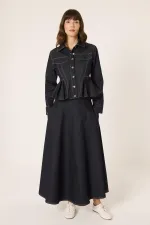 ENSEMBLE VESTE ET JUPE EN JEAN À PÉPLUME