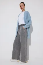 WIDE-LEG DENIM PANTS WITH ELASTIC WAISTBAND WIDE-LEG DENIM PANTS WITH ELASTIC WAISTBAND