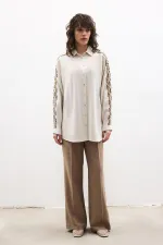 KETEN İŞLEMELİ GÖMLEK