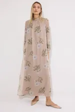 Robe longue doublée en mousseline