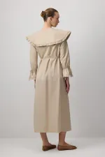 RUFFLED WIDE COLLAR SHIRT DRESS RUFFLED WIDE COLLAR SHIRT DRESS
