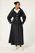 DENİM PİLELİ CEKET ETEK TAKIM