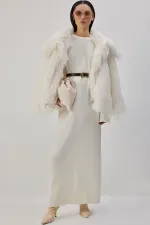 KUŞAKLI TRİKO MAXİ ELBİSE