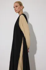 ROBE EN VISCOSE DE COULEURS CONTRASTÉES