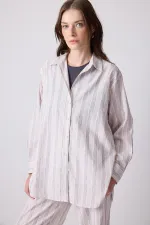 LINEN TEXTURED STRIPED SHIRT AND TROUSER SET