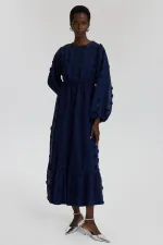 CHIFFON DRESS WITH GATHERED WAIST