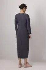STEEL KNIT DRESS WITH TIE-UP