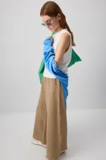 WIDE-LEG MUSLIN PANTS WITH POCKETS WIDE-LEG MUSLIN PANTS WITH POCKETS