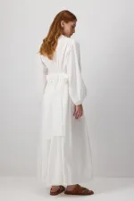 KUŞAKLI GÖMLEK YAKA ELBİSE