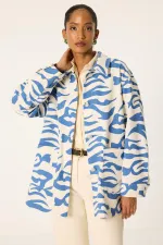 VESTE EN GABARDINE À MOTIFS